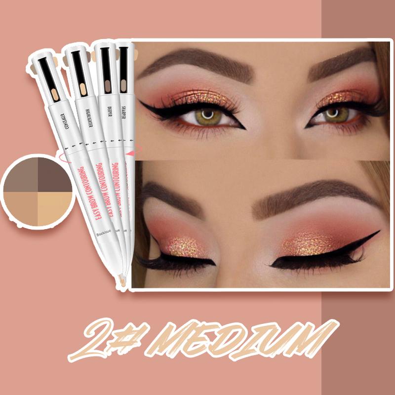 Beauty flat lay featuring the eyebrow pen with other essential makeup cosmetics