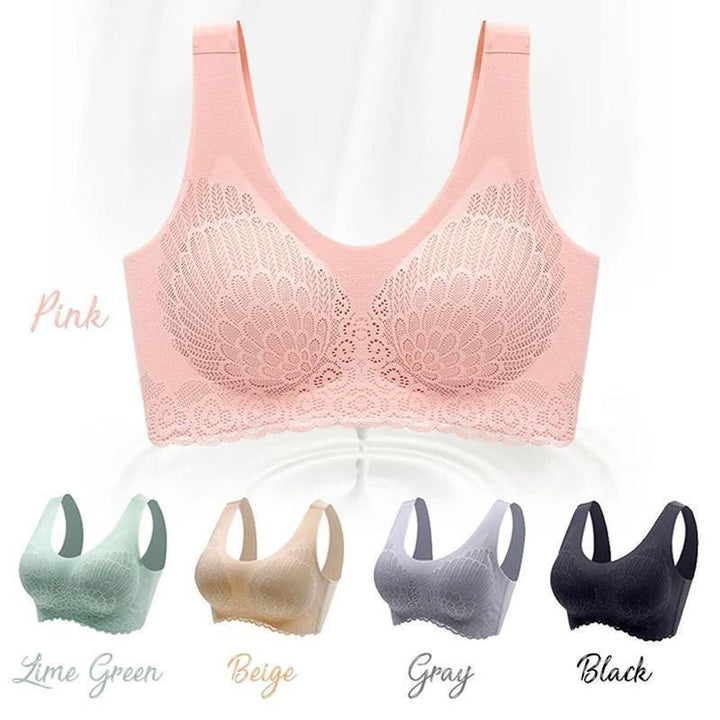 Women's 5D Wireless Contour Lift Bra, seamless latex for comfort & push-up support, white