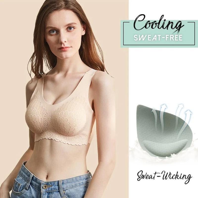 Close-up of the ultra-comfortable 5D Wireless Contour Lift Bra fabric, seamless & latex
