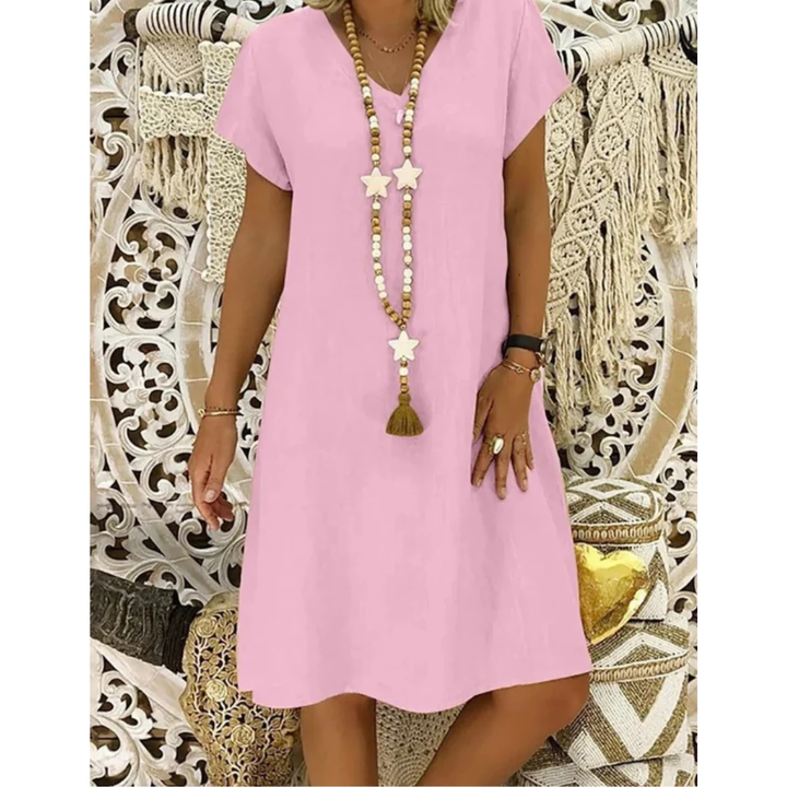 Women's Adelaide casual summer dress, relaxed fit, comfortable and colorful. Available in plus sizes for everyday wear.