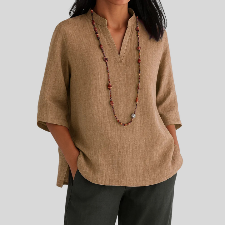 Versatile women's airy summer blouse, ideal for spring & warm weather daily style; comfortable & chic.