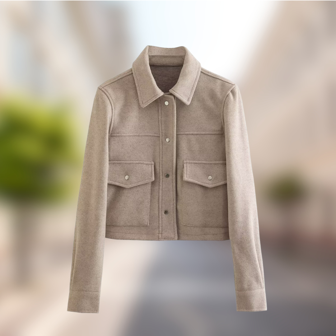 Pink women's casual autumn jacket, a stylish ladies' button jacket, ideal fall outerwear for versatile everyday fashion.