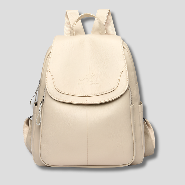 Anti-theft embossed leather backpack, a fashionable and secure travel solution for women.