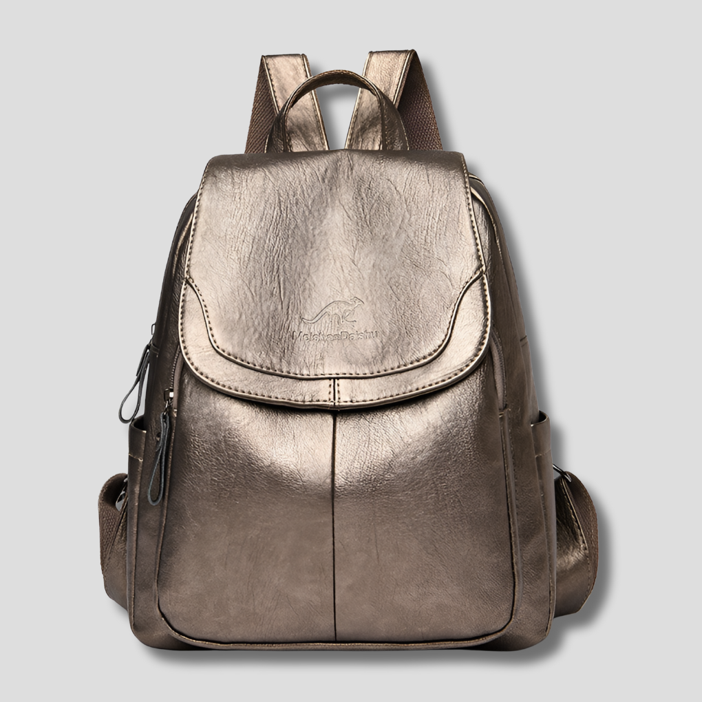 Women's luxurious embossed leather anti-theft backpack. Perfect for secure & stylish daily use.