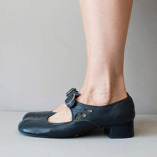 Versatile women's buckle strap flats in a neutral color, offering comfort & style.