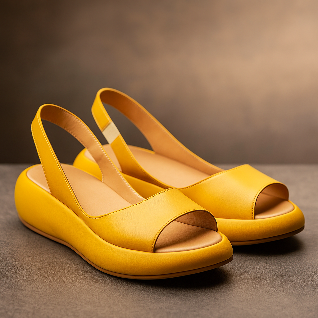 Women's black comfort slingback wedge slides with cushioned footbed