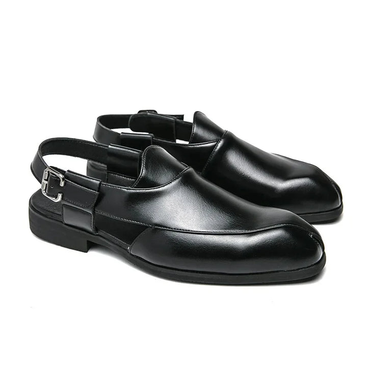Collection of women's leather square toe slingback loafers in various colors, showcasing options