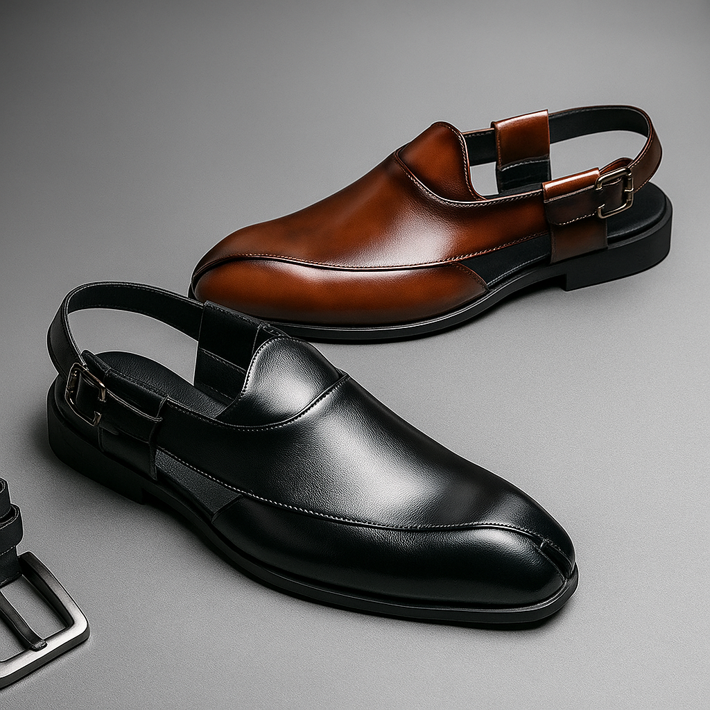 Close-up of a women's leather square toe slingback loafer, showcasing quality craftsmanship