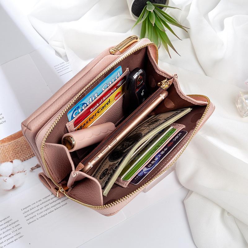 Black PU leather small bag, designed as a phone crossbody purse for daily and travel use