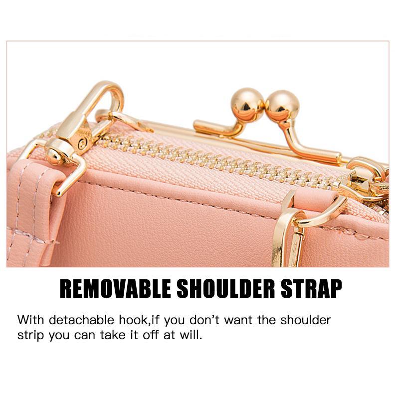 Back view of the women's mini phone purse, emphasizing its slim profile and lightweight design