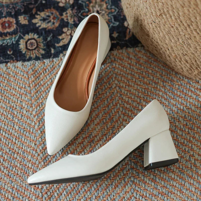 Classic women's pointed toe block heels. Comfortable, non-slip pumps ideal for office wear and special events.