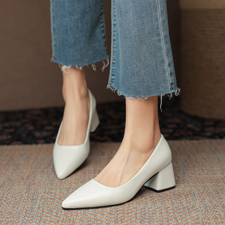 Versatile women's block heel pumps with pointed toe. Non-slip sole, perfect for office, events, and everyday comfort.