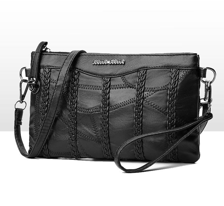 Stylish PU leather women's clutch, convertible to a crossbody bag, with a roomy interior for essentials.