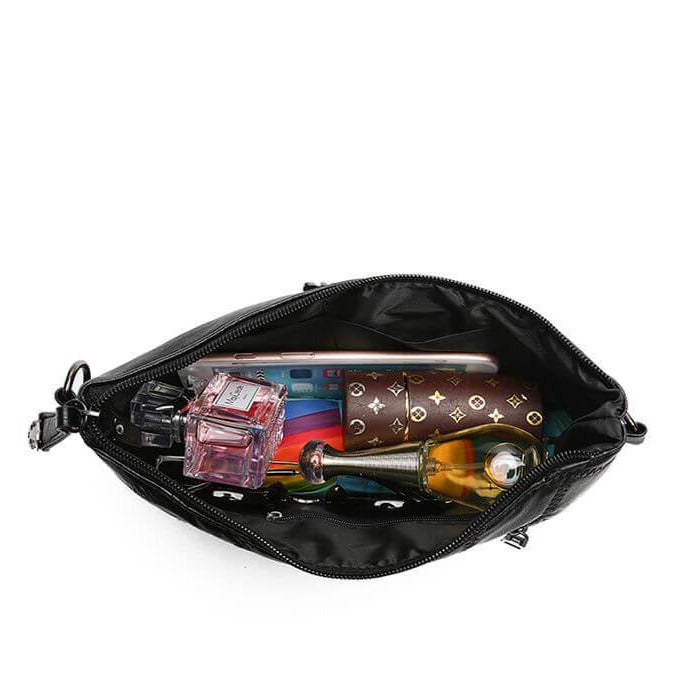 Durable PU leather women's crossbody clutch with ample storage, ideal for everyday organization & evening elegance.