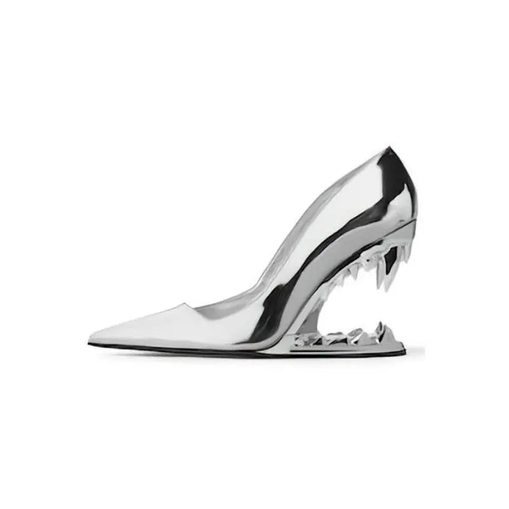 Women's contemporary pumps with an innovative fang heel design, perfect for a modern fashionista.