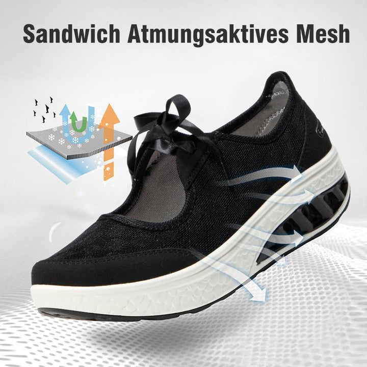 Stylish beige slip-on platform wedge sneakers for women, perfect casual footwear for spring