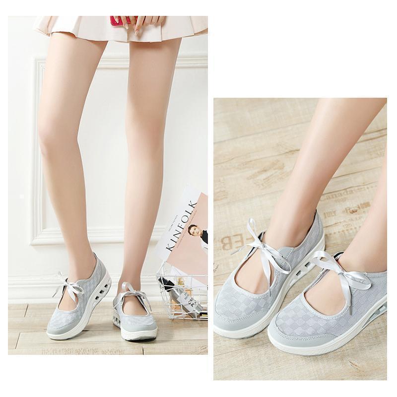 Group of assorted color women's slip-on platform wedge sneakers, versatile footwear options