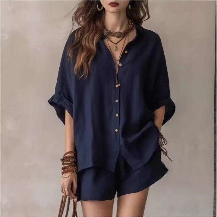 Light & breathable women's 2-piece summer lounge set. Relaxed fit shorts outfit for ultimate comfort.