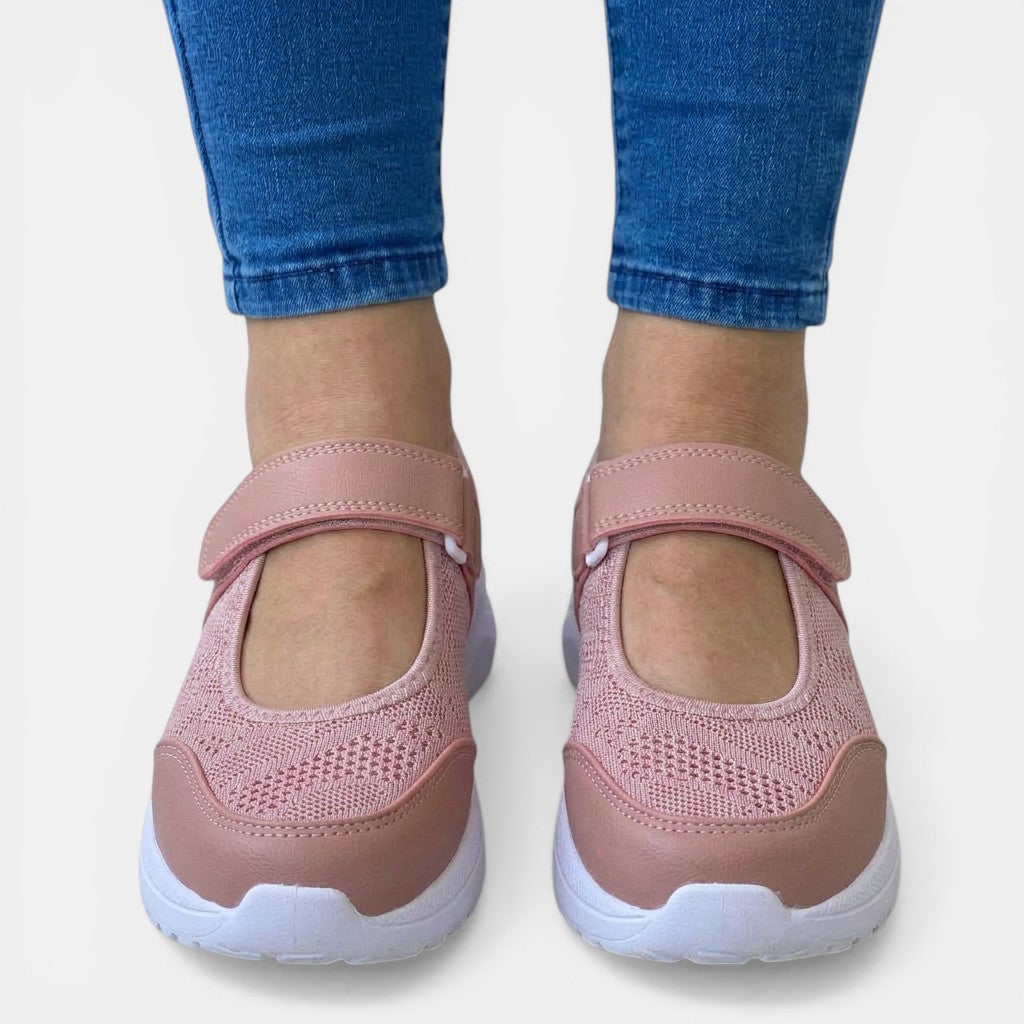 Easy slip-on women's comfort sneakers with breathable design & orthopedic support, ideal for walking.