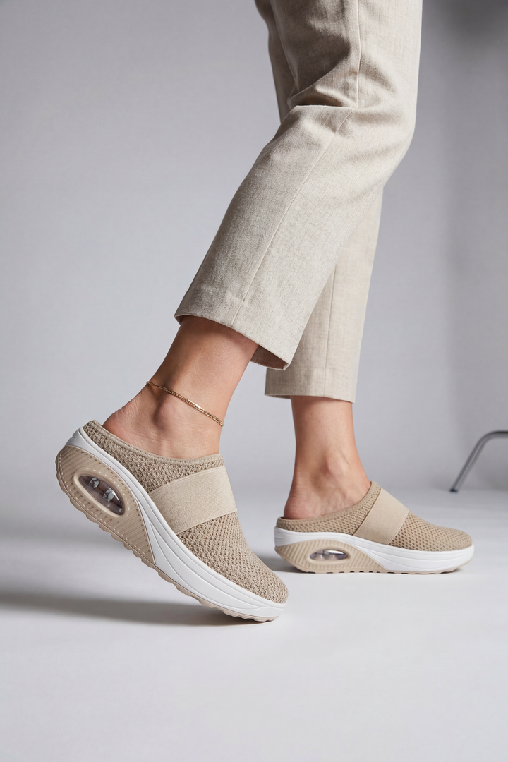 Lightweight women's casual mules, perfect summer slip-on shoes with air cushion.