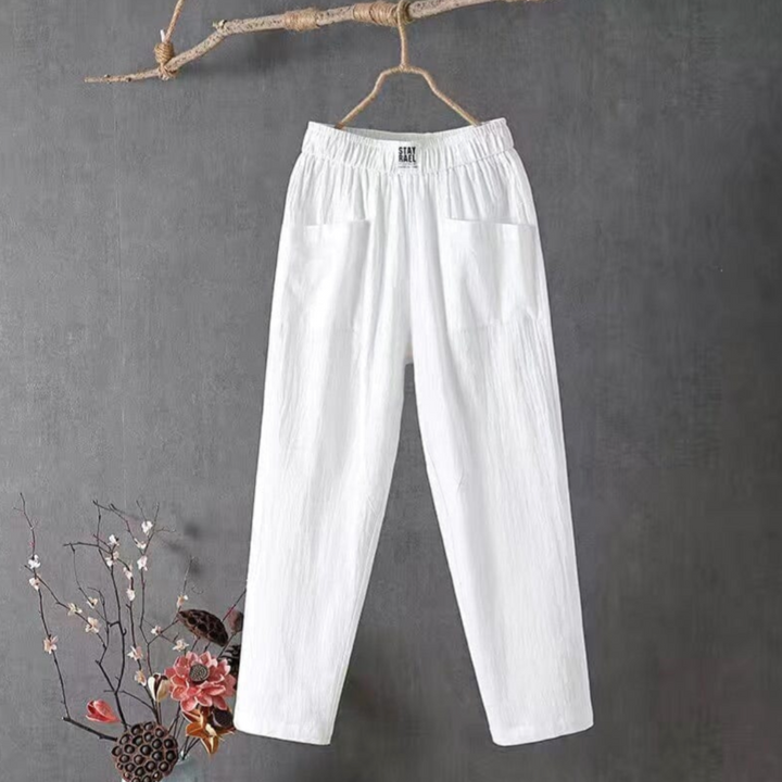 Stylish high-waist pull-on straight leg pants for women, a breezy and relaxed fit for any casual summer occasion.