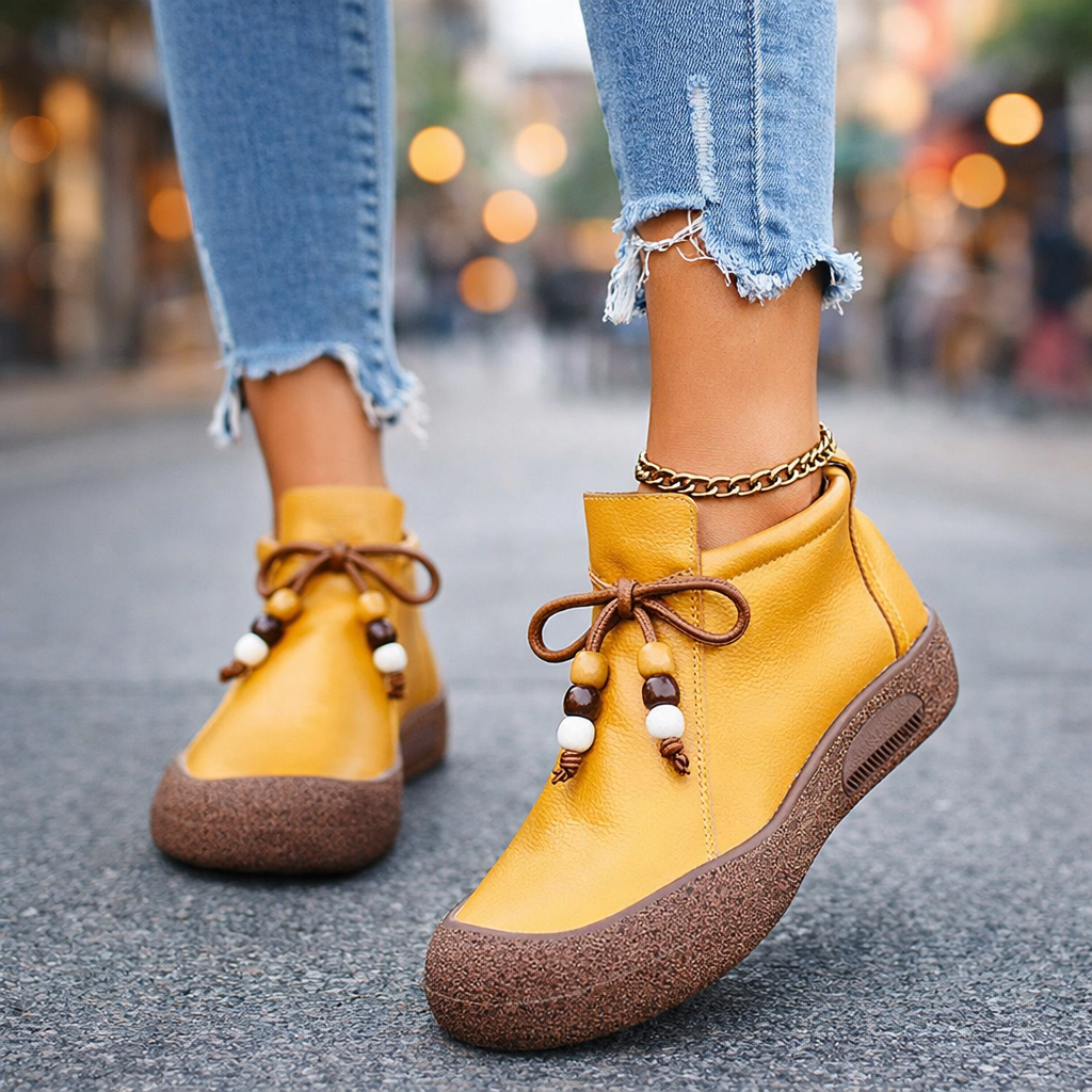 Stylish women's black leather ankle boots, durable and casual, perfect for everyday wear and fall outfits.