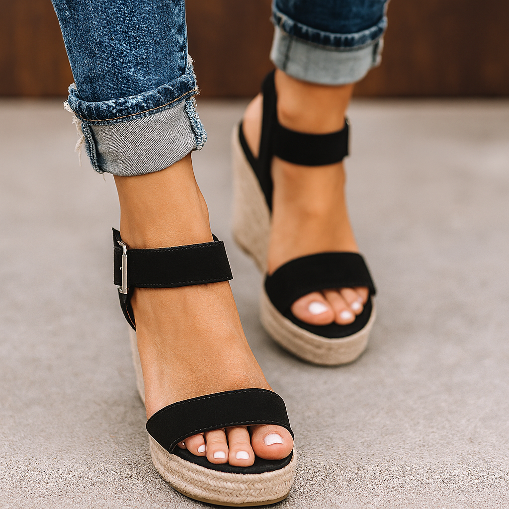 Women's brown open toe wedge sandals for comfortable spring and summer casual wear