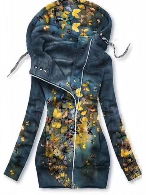 Soft women's butterfly art cardigan, featuring a vibrant butterfly design and cozy knit. A perfect gift for fall style.