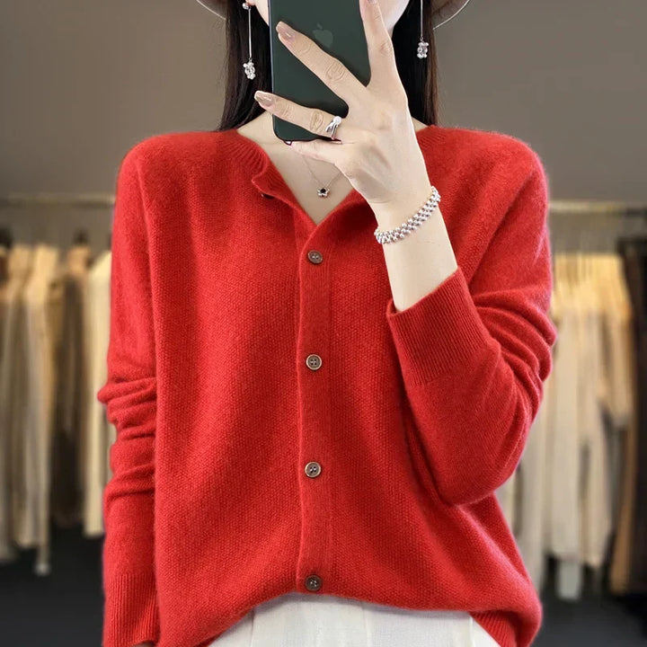 Fashionable women's knit cardigan. Versatile button front sweater, a stylish and cozy everyday layer.