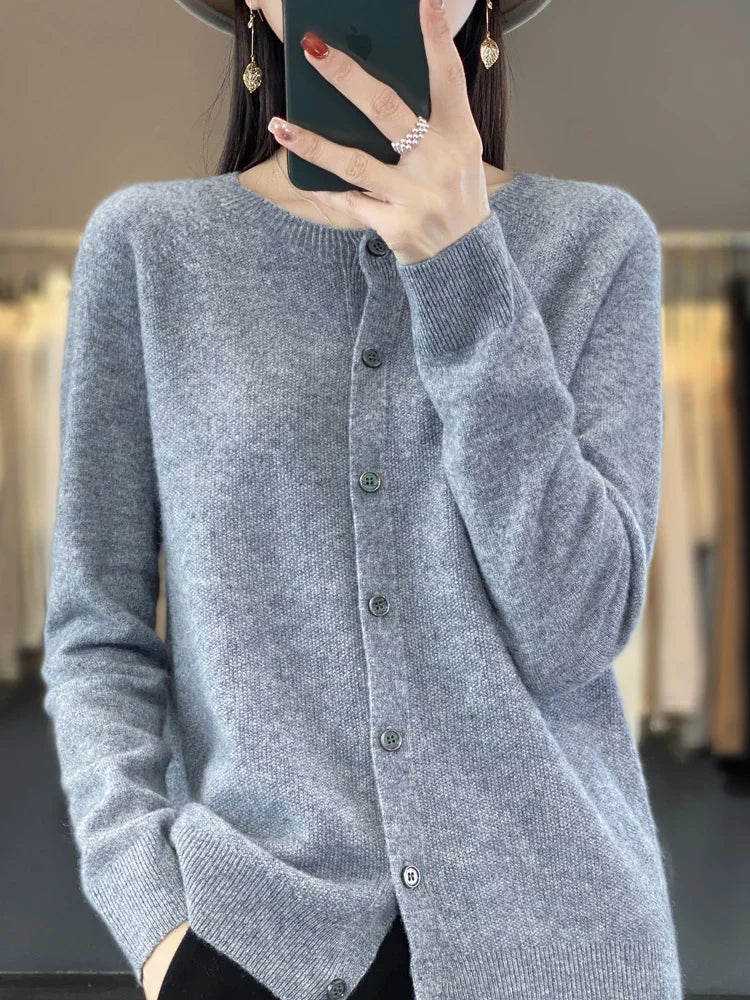 Casual chic women's knit cardigan. Versatile button front sweater for everyday wear.