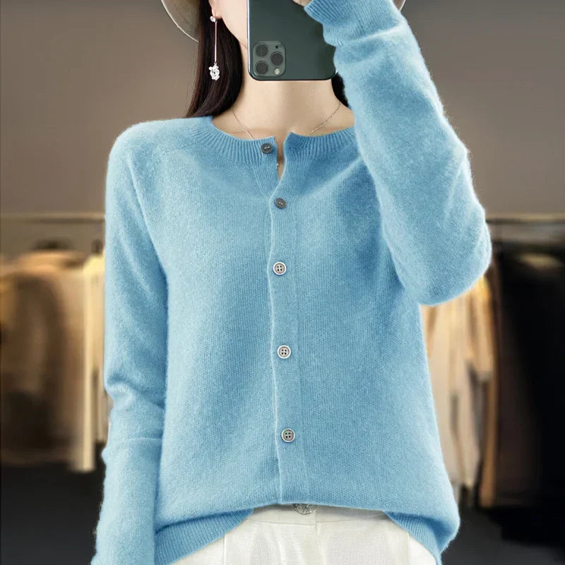 Everyday wear women's knit cardigan. Comfortable button front sweater, perfect for versatile styling.