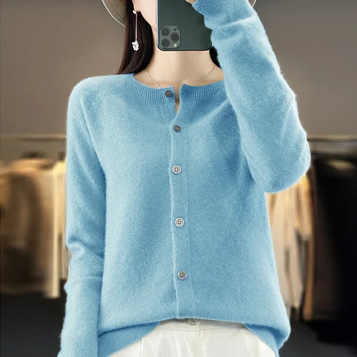 Everyday wear women's knit cardigan. Comfortable button front sweater, perfect for versatile styling.