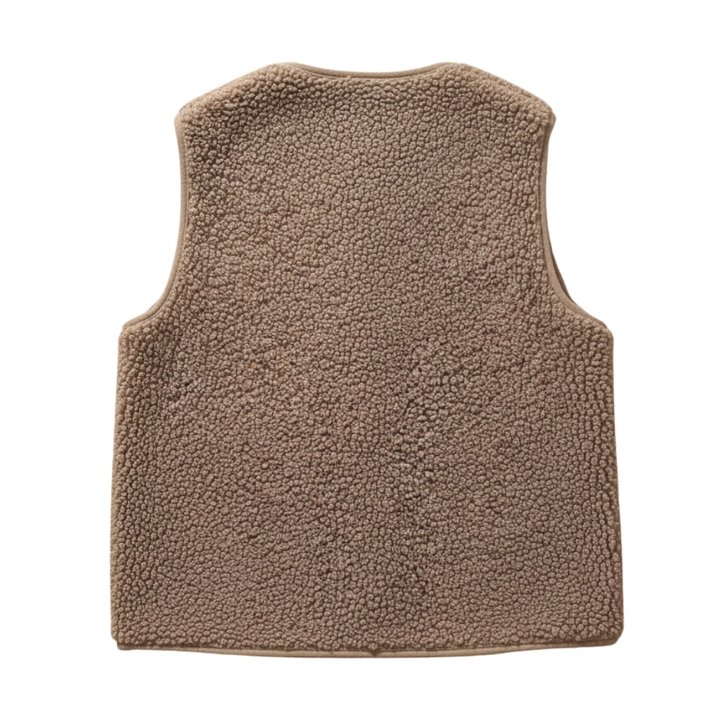 Casual brown sherpa vest, women's spring outerwear, soft and comfortable
