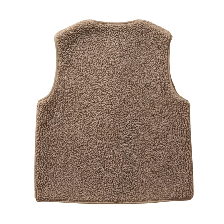 Casual brown sherpa vest, women's spring outerwear, soft and comfortable