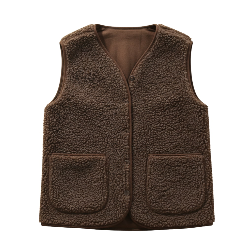 Women's sherpa vest in a neutral tone, essential for casual spring layering