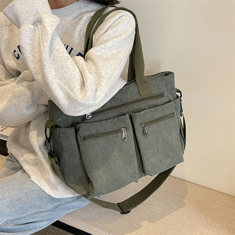 Women's tote bag made from durable corduroy fabric, a chic and practical everyday bag.