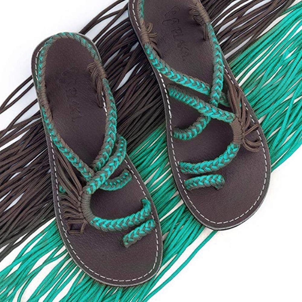 Stylish women's casual sandals with a distinctive palm leaf motif, blending comfort and boho chic.