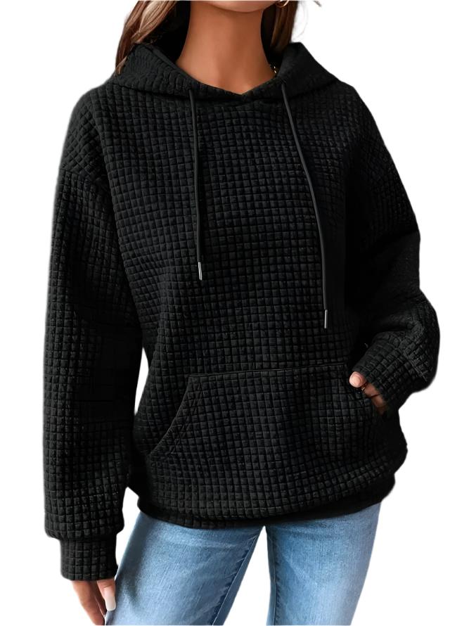 Women's casual hooded pullover in soft pink, perfect for spring loungewear