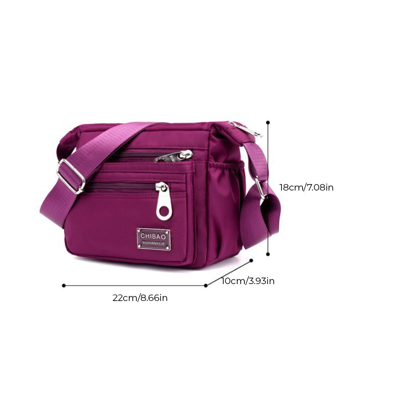 Women carrying a casual nylon crossbody shoulder bag, demonstrating comfortable wear & style