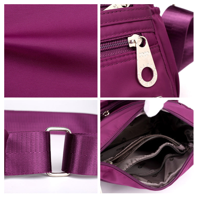 Elegant women's nylon crossbody bag in black, a timeless and practical accessory for any outfit