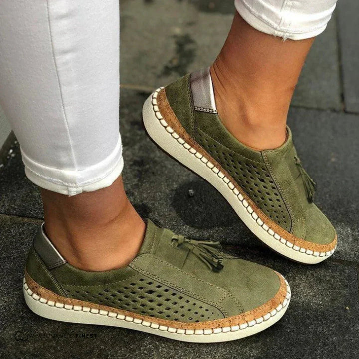 Women's casual slip-on loafers in a neutral color, perfect for spring fashion & everyday wear.