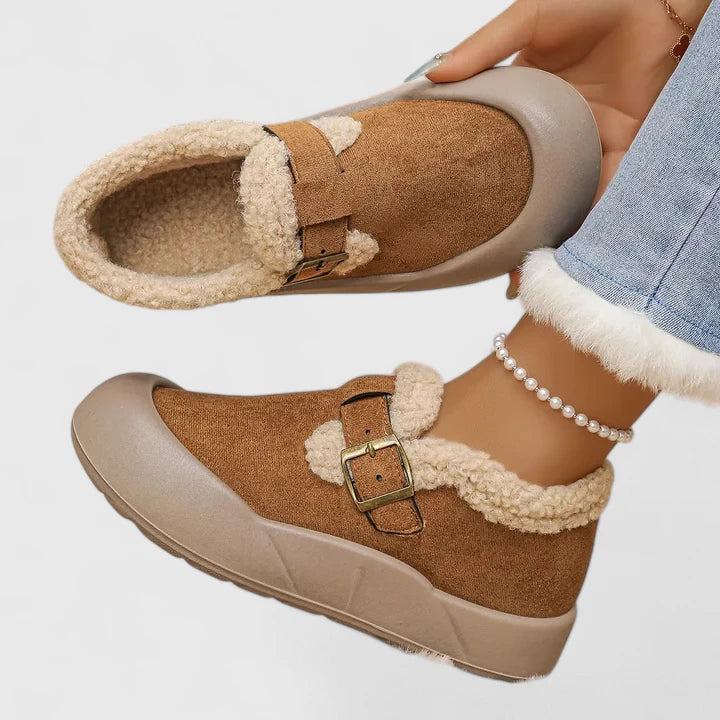 Women's casual slip-on shoes with decorative buckle, perfect for spring and summer comfort