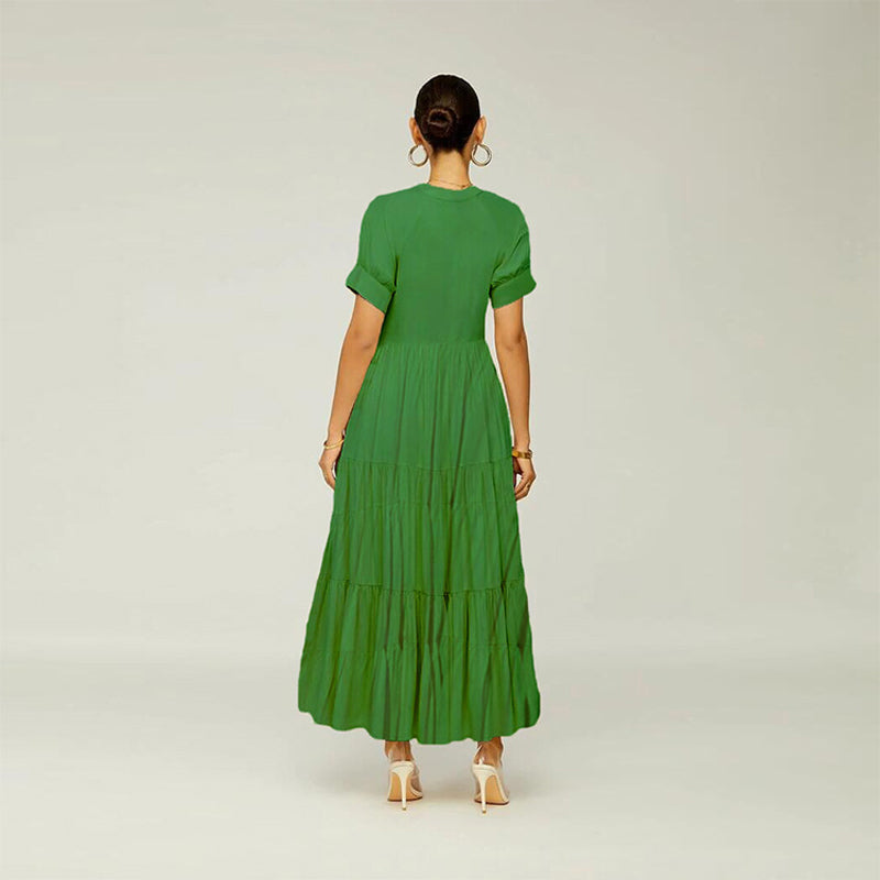 Stylish women's tiered midi dress made of comfortable spandex, perfect for casual summer wear