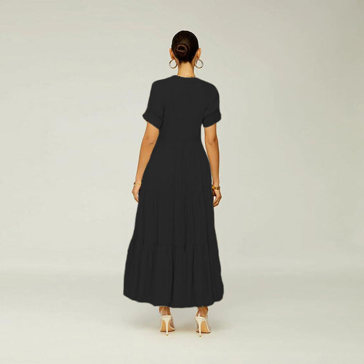 Women's summer fashion: a versatile tiered midi dress crafted from soft, stretchy spandex fabric