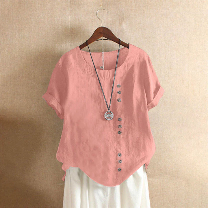 Women's relaxed fit casual tunic blouse, effortless style for summer and everyday wear.