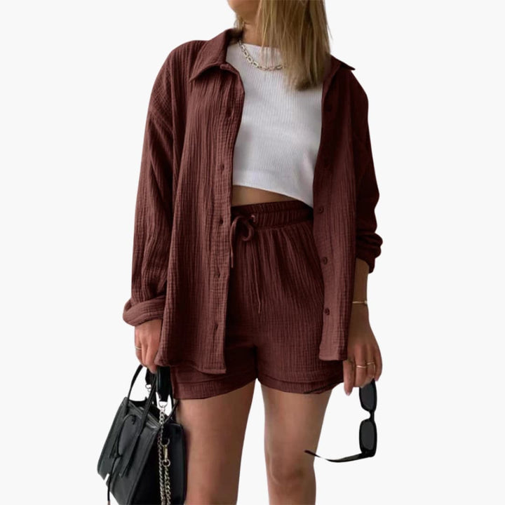 Comfortable bottoms of women's two-piece loungewear set, relaxed fit.