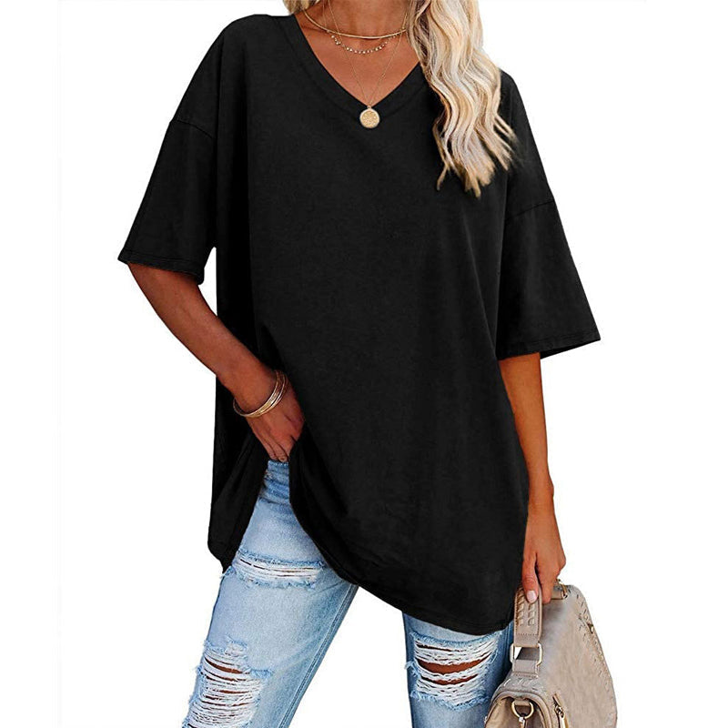 Breathable short sleeve V-neck t-shirt for women, designed for comfort