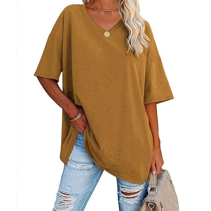 Breathable women's short sleeve V-neck top, ideal for casual summer fashion