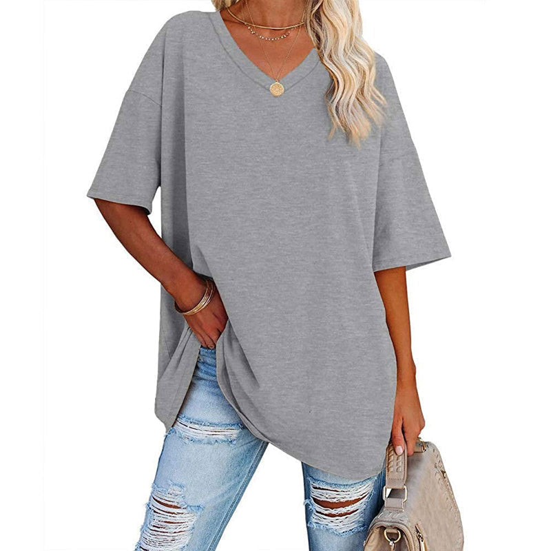 Comfortable ladies V-neck t-shirt with short sleeves, a summer casual essential
