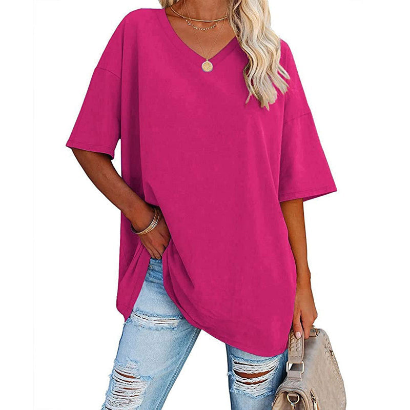 Stylish women's V-neck top, short sleeve, great for everyday casual outfits
